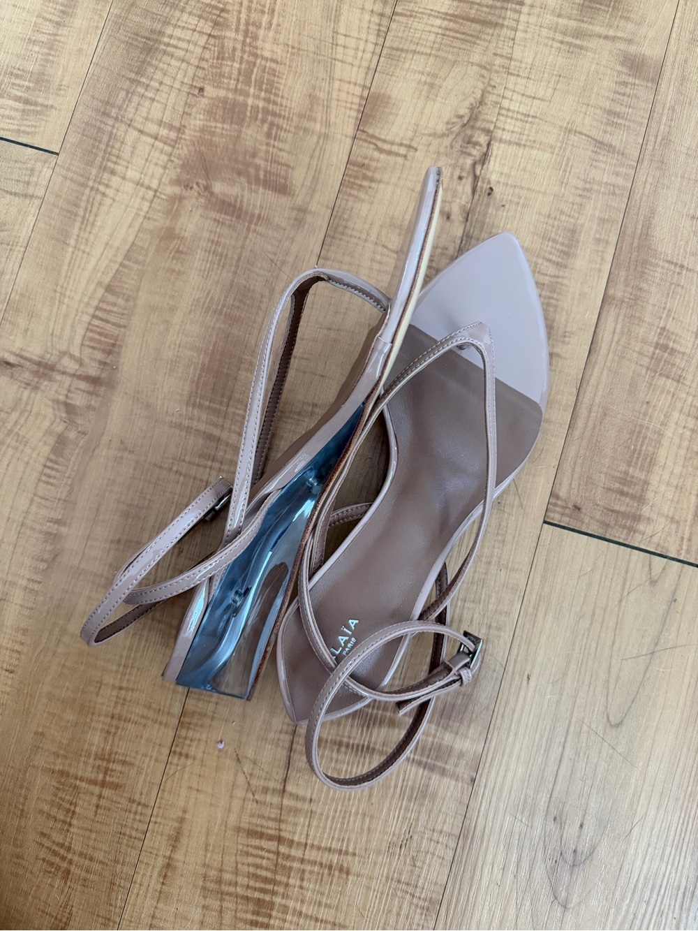 Luxury Nude Thong Pointed Toe Ankle Strappy Heels Sandals